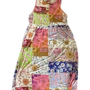 Johnny Was Multicolor Floral Patchwork Midi Dress